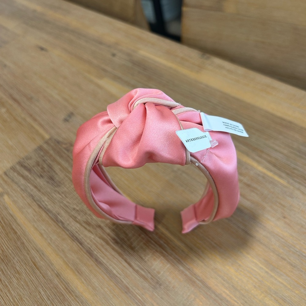 Anthropologie Pink Satin Knot Headband